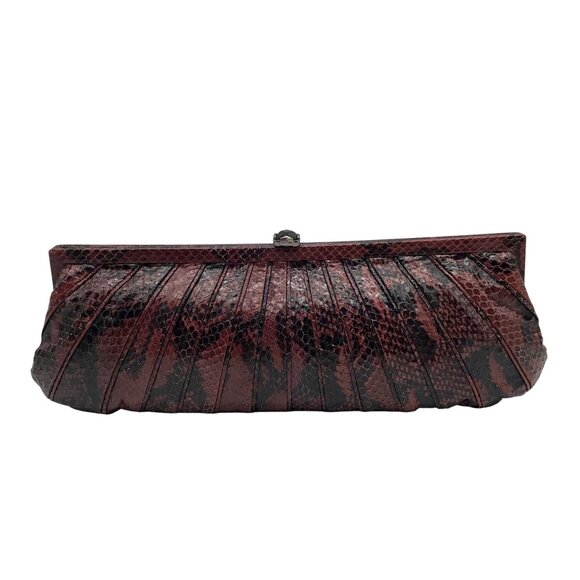 Kotur Pink And Black Snakeskin Clutch - Picture 1 of 10